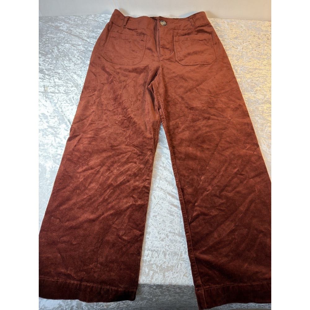 Matty M Corduroy Pants Women M Rust Brown Wide Leg Cropped High Rise